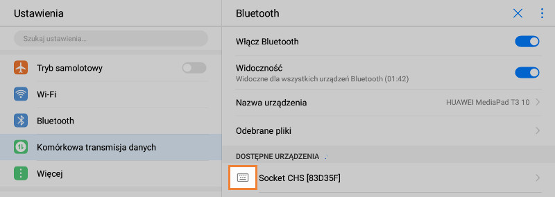 Ikonka skanera zostanie zmieniona na klawiaturę.