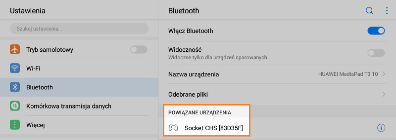 "Podłączony" skaner