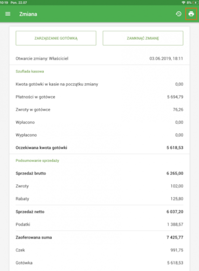 Raport z bieżącej zmiany