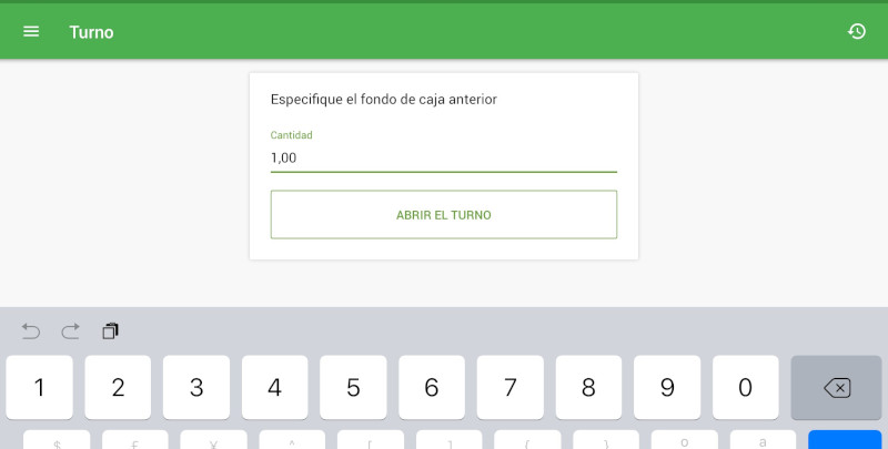 Pulse en la opción “Abrir el turno”