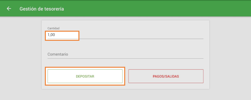 la opción “Gestión de tesorería”