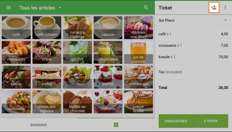 l’icône «Ajouter un client»