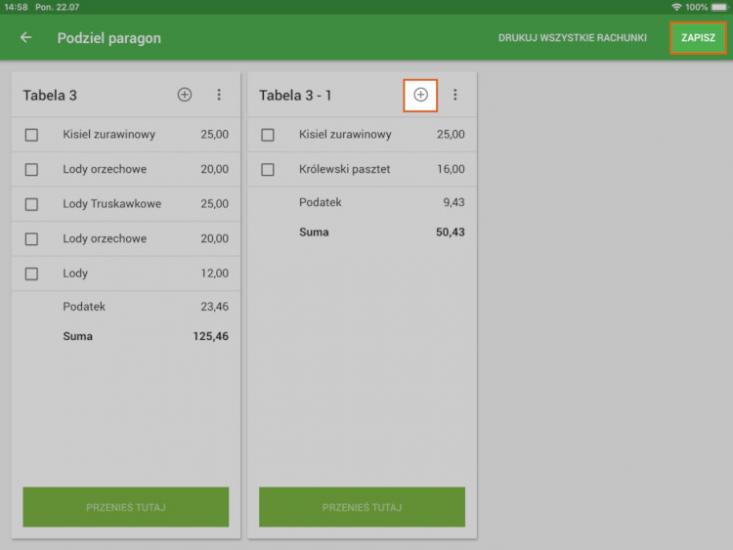 nowy dodatkowy paragon