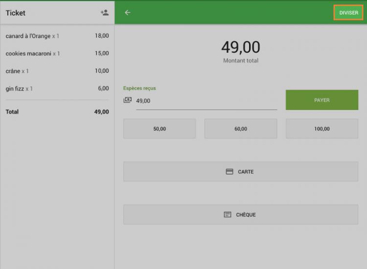 cliquez sur « Split ».