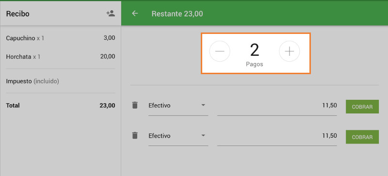 Pulse ‘+’ o ‘-’