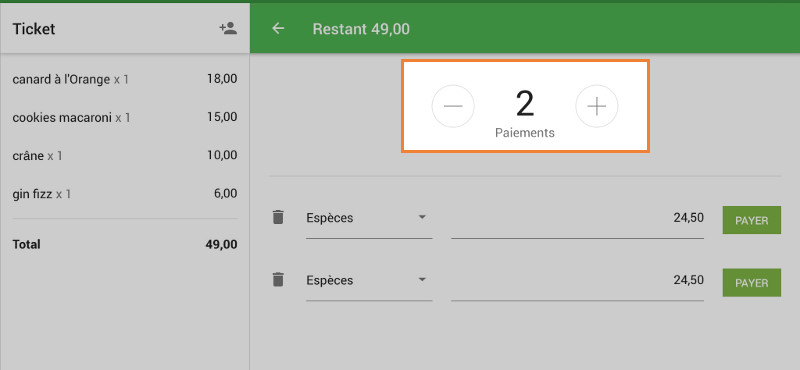 Appuyez sur « + » ou '-' pour ajouter 