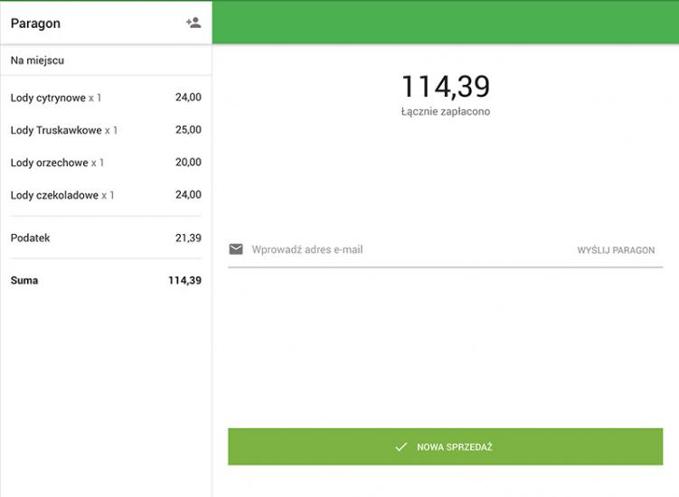 Naciśnij przycisk „Nowa sprzedaż”, aby przejść do ekranu sprzedaży.