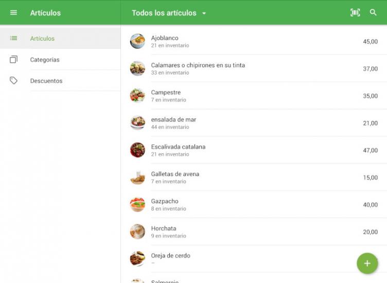 la lista de articulos