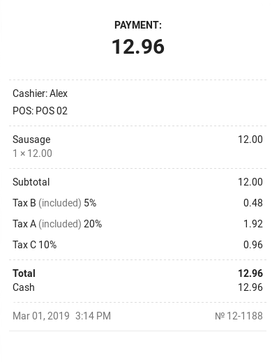 the value of the ‘added to the price’ tax if the price has included taxes