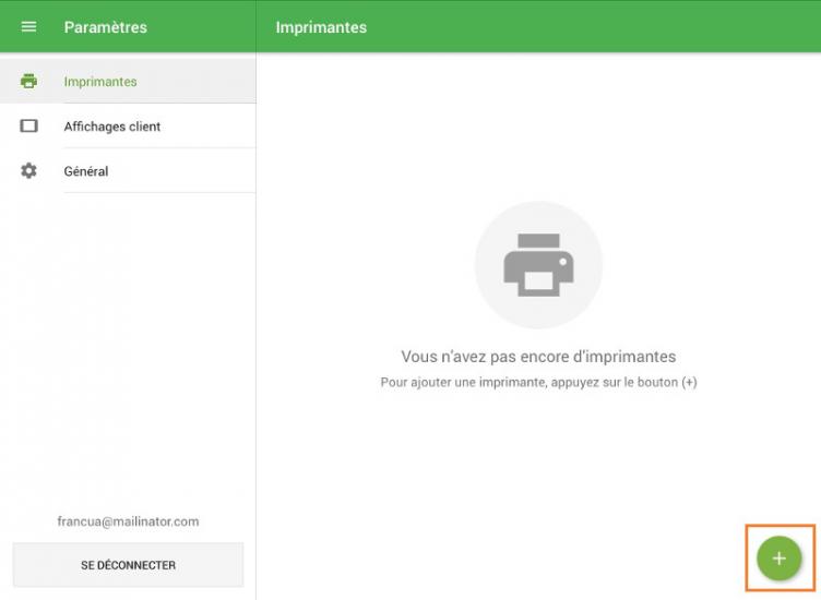 Créez une imprimante en appuyant sur le bouton ‘+’.