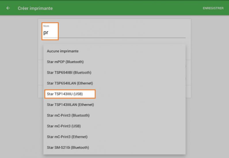 Nommez votre imprimante dans le champ "Nom" et sélectionnez le modèle de votre imprimante USB dans la liste de "Modèle d’imprimante".