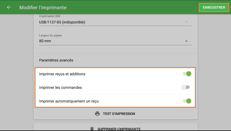 Choisissez les paramètres