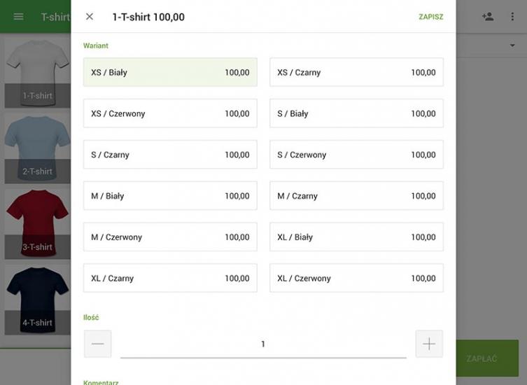 Wybierz potrzebny wariant artykułu i kliknij „Zapisz”.