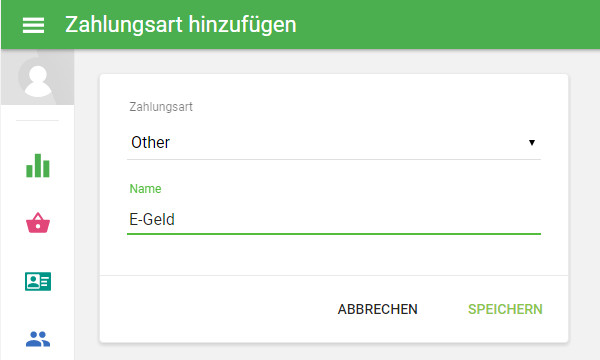 Zahlungsart aus der Drop-Down-Liste