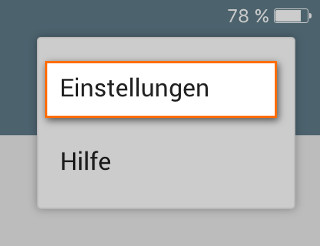 Gehen Sie zum Menü in der rechten