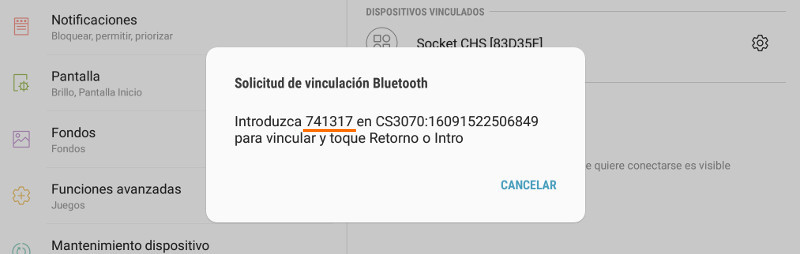 Se le solicitará escanear la clave generada