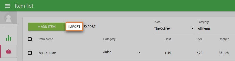 Importing and exporting items