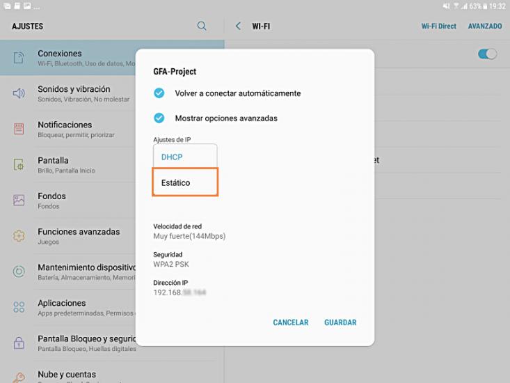Android, vaya a Ajustes > WiFi