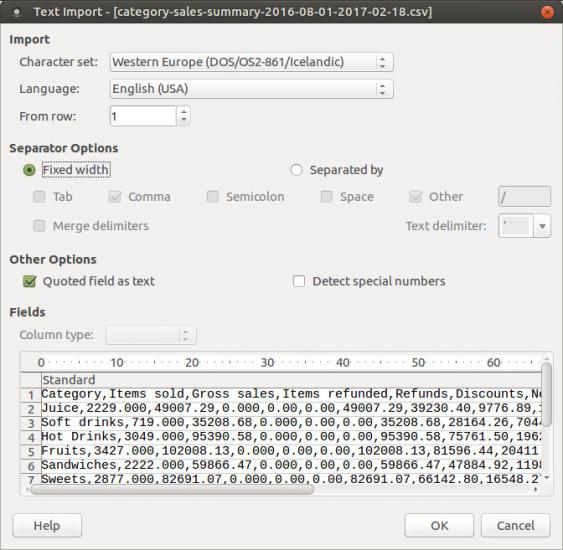 '텍스트 가져오기 ' 창을 볼 수 있을 것인데 파일을 열기 위해 올바른 옵션을 설정해야 합니다.