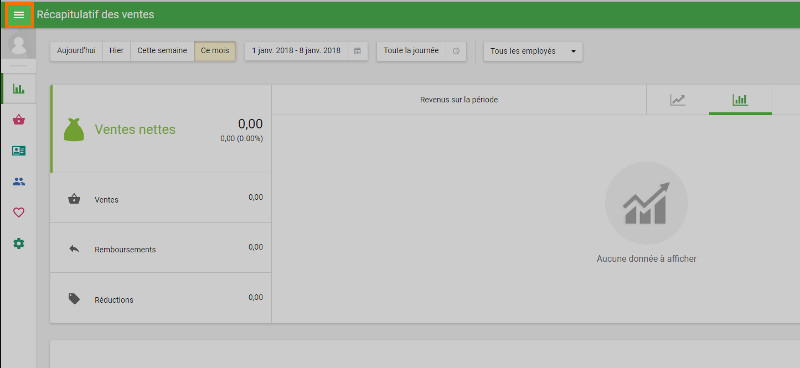 Pour la déconnexion de votre compte en Back office, accédez au menu.