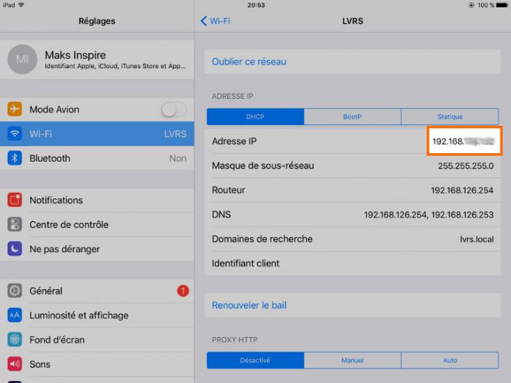 Sur les appareils mobiles Apple, accédez aux paramètres et il suffit de taper votre connexion Wi-Fi active.