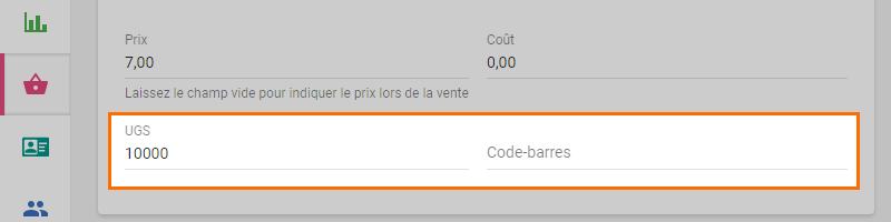 ‘Create item’ form SKU