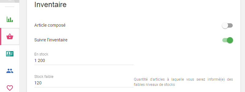 enabling ‘Track stock’