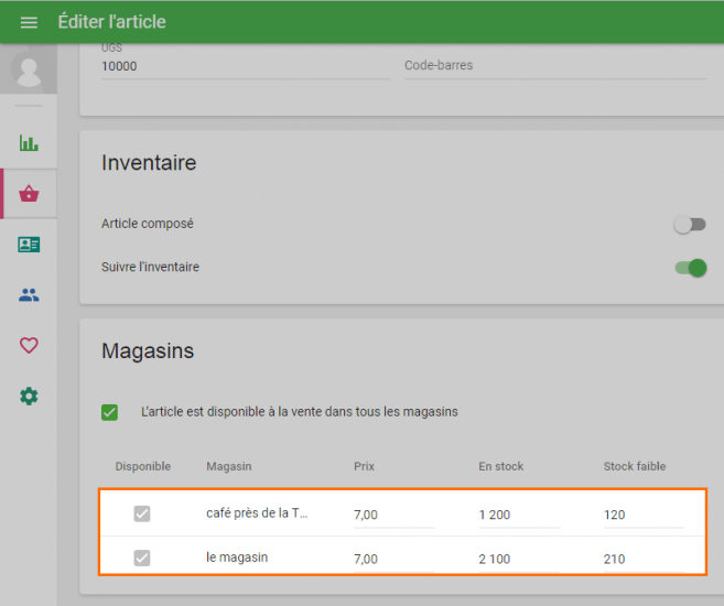 Inventory at Multiple stores