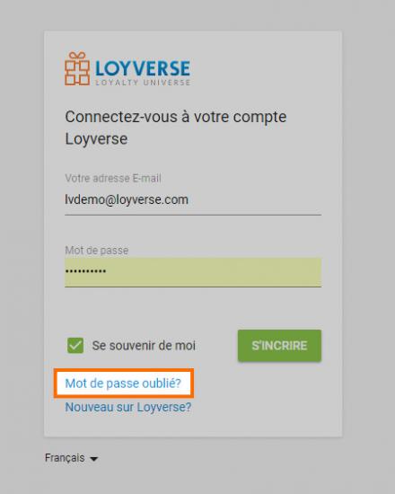 « Récupérer mot de passe ».