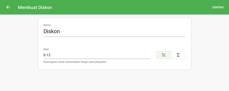 Buat formulir diskon di aplikasi