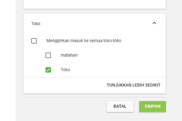 window with the list of stores