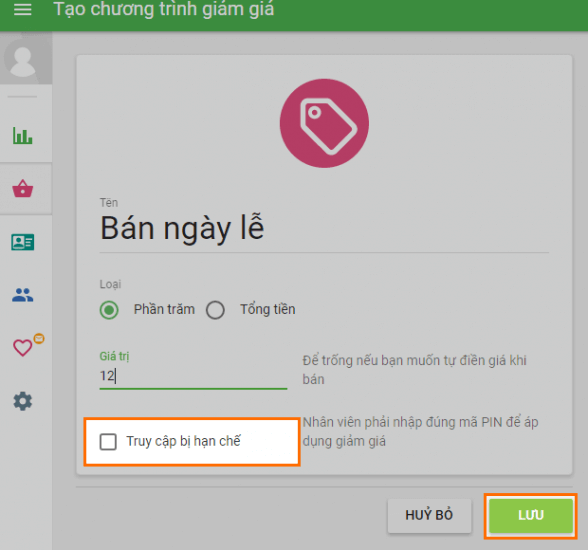 ‘Restricted access’ option
