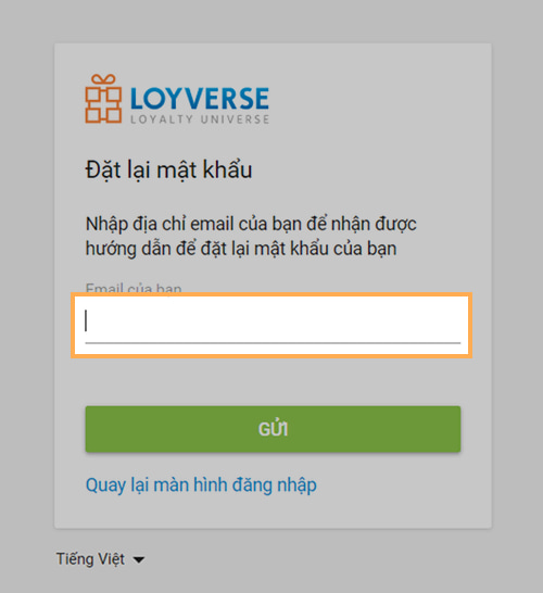 Recover password email field