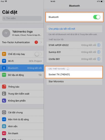 Tìm kiếm thiết bị bluetooth sẽ bắt đầu.