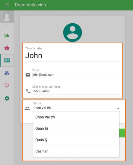 Bạn có thể đặt tên của nhân viên, địa chỉ email