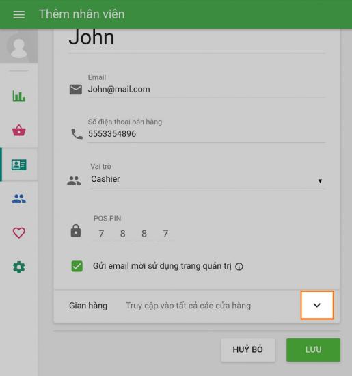 Nếu bạn có nhiều cửa hàng bạn có thể quản lý truy cập