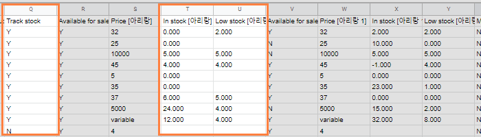 "Low stock(낮은 재고)"