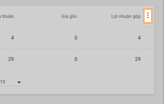 tùy chỉnh các cột