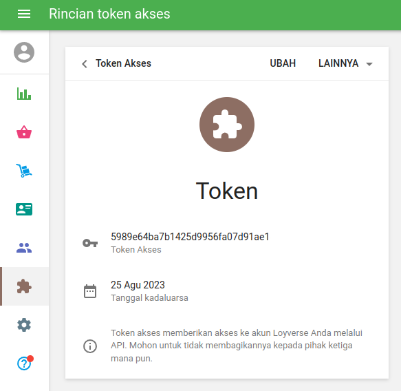Jika Anda menghapus token