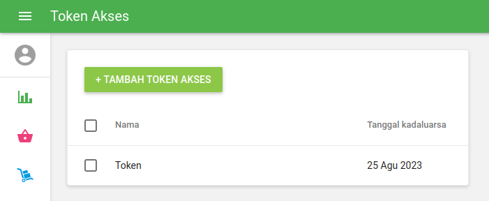 Anda dapat melihat token yang telah dibuat dan membuat token baru