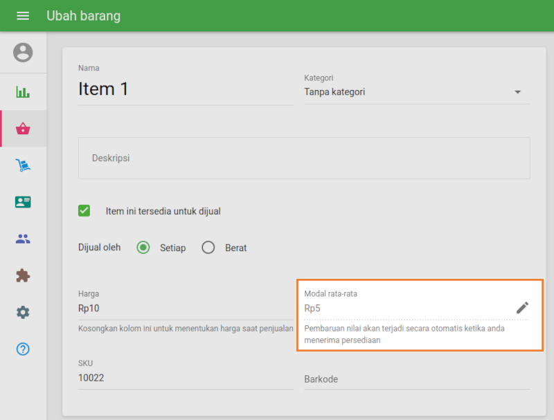 'Biaya rata-rata' yang tidak dapat bisa dirubah