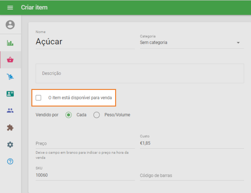 Disponível para venda