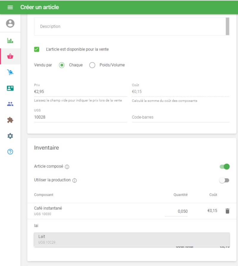 Ajouter des composants un par un