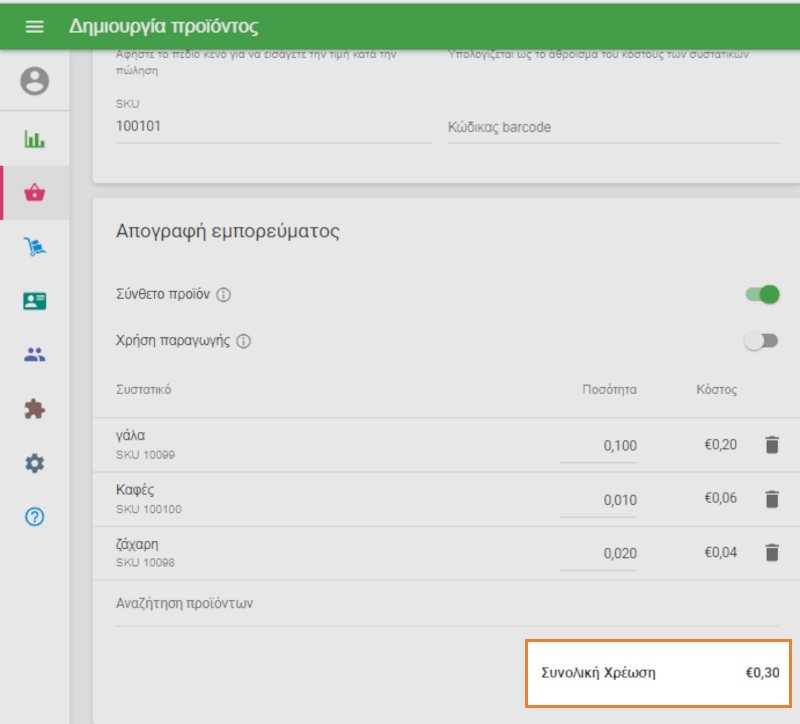 κόστος του σύνθετου προϊόντος υπολογίζεται 
