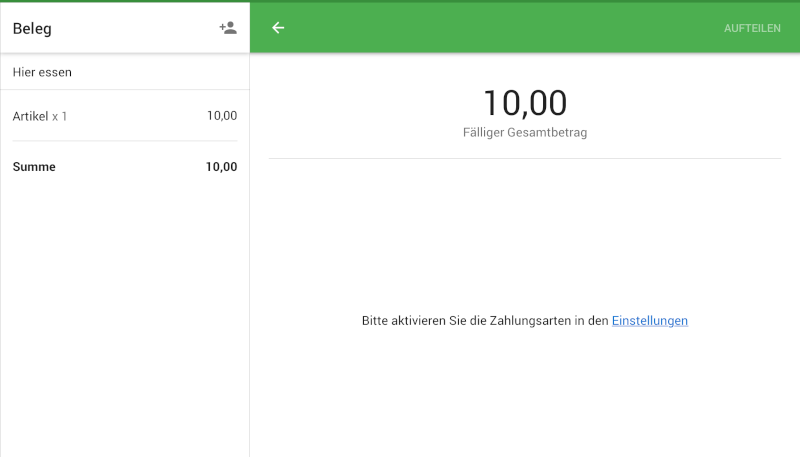 Geschäft keine Zahlungsarten im POS
