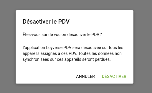 bouton Désactiver
