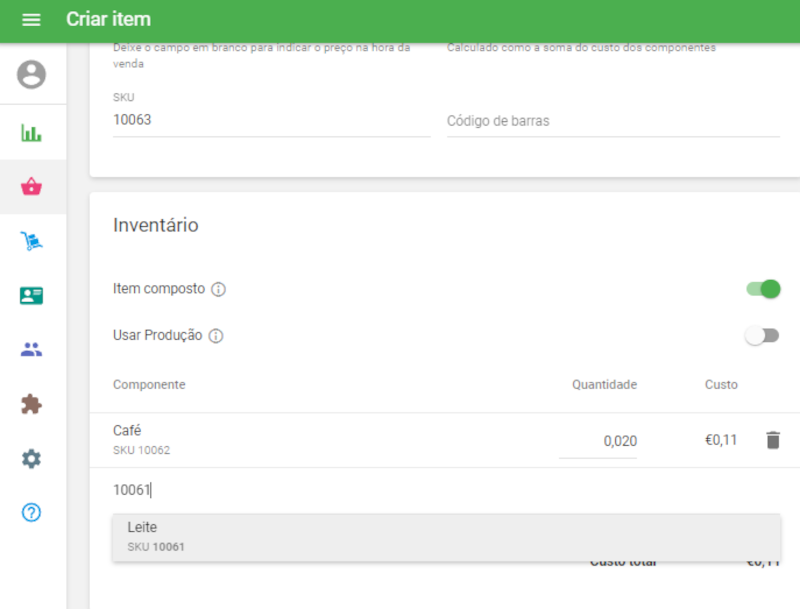 Adicione componentes