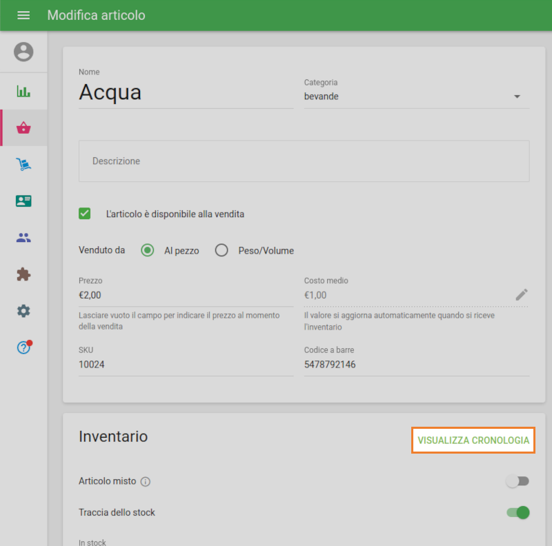 Visualizza cronologia
