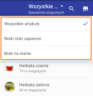 artykuły o niskim stanie zapasów, artykuły niedostępne