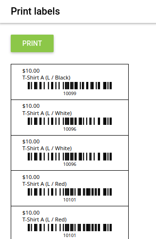 HTML page with labels